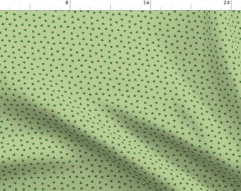 St. Patrick's Day Fabric - Mini Shamrocks by hey_cute_design - Shamrocks Green Tiny Ditsy Clover St. Paddy Fabric by the Yard by Spoonflower