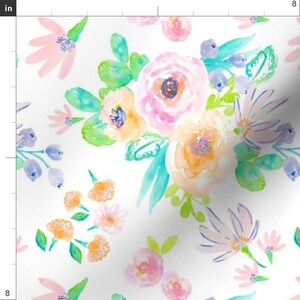 Floral Fabric - Flamingo Summer Florals By Indybloomdesign- Summer Watercolor Pastel Floral Decor Cotton Fabric By The Yard With Spoonflower Bild 3
