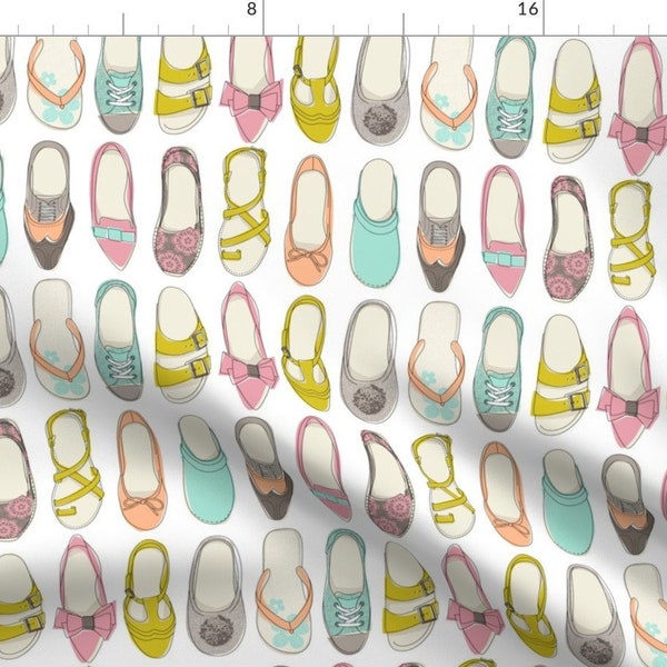 Shoes Fabric - Shoe Goals By Cerigwen - Womens Cute Shoes Flip Flops Sandals Pumps Cotton Fabric By The Yard With Spoonflower