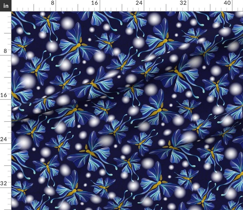 Firefly Fabric Fireflies and Luna Moths Bioluminescence by - Etsy