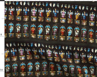 Stained Glass Fabric - Angels Ministers Of Grace, Defend Us By Peacoquettedesigns - Stained Glass Cotton Fabric By The Yard With Spoonflower