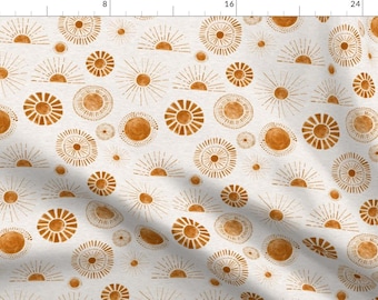 Summer Sun Fabric - Golden Suns by hipkiddesigns - Watercolor Boho Geometric Copper Sun Summer Vibes  Fabric by the Yard by Spoonflower