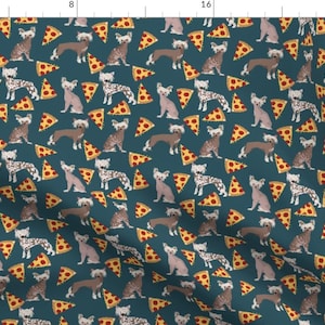 Hairless Dog Fabric - Chinese Crested Hairless Dog Food Pizza Cute Funny By Petfriendly - Kawaii Cotton Fabric by the Yard with Spoonflower
