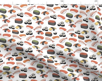 Sushi Fabric - Sushi Roll Funny Food By Khaus - Sushi Novelty Food Cotton Fabric By The Yard With Spoonflower
