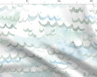 Blue Fabric - Watercolour Waves by taraput -  Ocean Waves Water Sea Watercolor Sailing Calm Watercolour Fabric by the Yard by Spoonflower