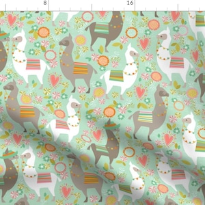 Llama Fabric - Llama Love Large By Cjldesigns - Llama Peruvian Festive Alpaca Love Cute Animal Cotton Fabric By The Yard With Spoonflower
