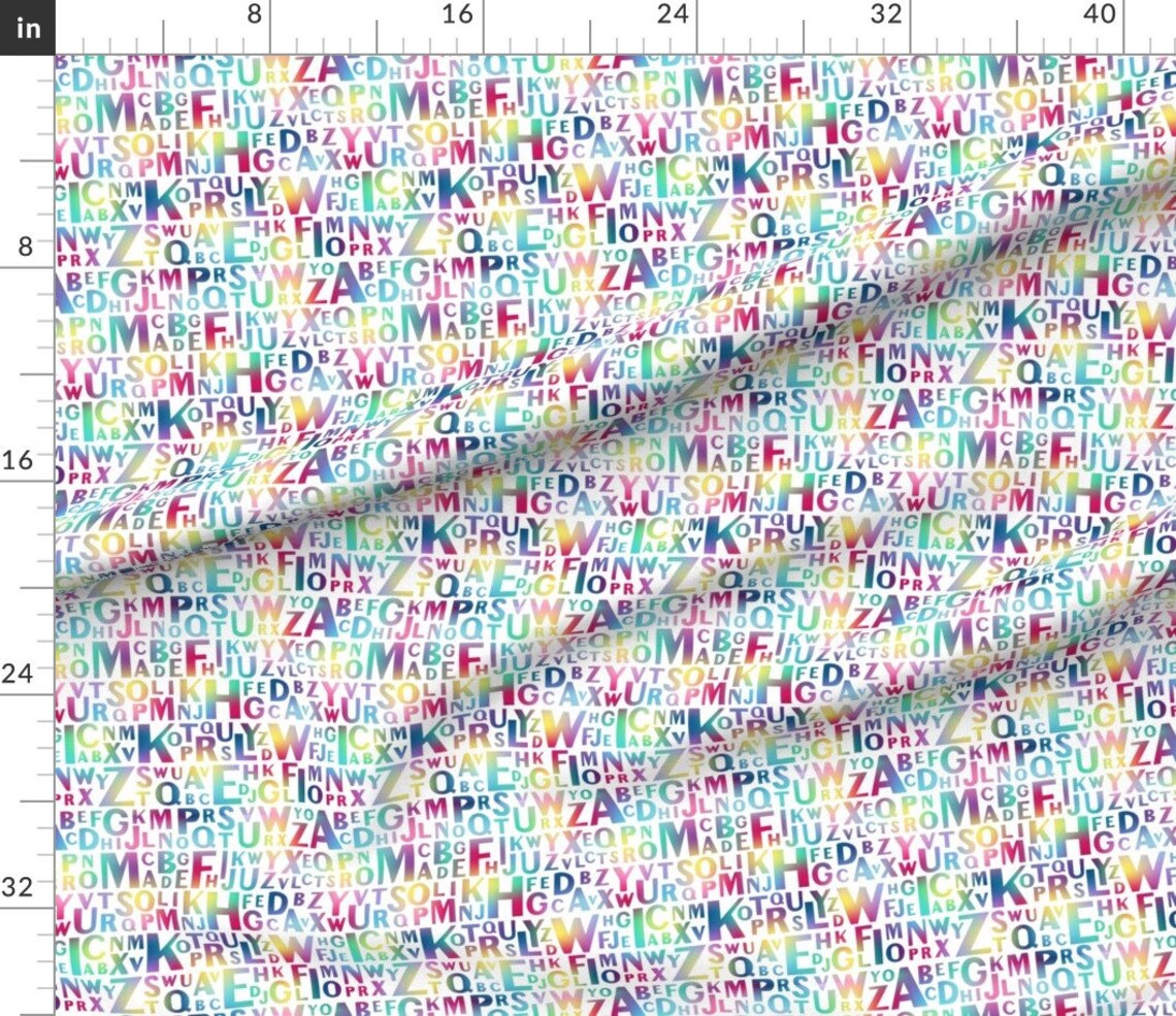Rainbow Alphabet Fabric Alphabetical Rainbow by Dearchickie Etsy