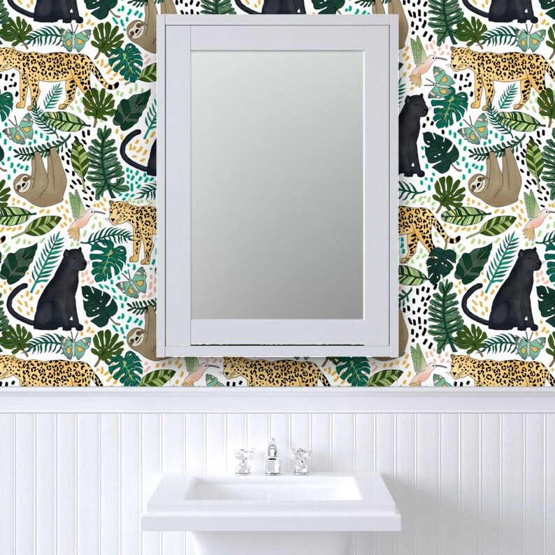 Rain Forest Wallpaper - Emerald Rain Forest Animals By Tangerine-Tane - Custom Printed Removable Self Adhesive Wallpaper Roll by Spoonflower image 8