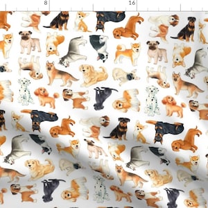 Dogs Fabric - Dog Pattern By Silveroakdesign - Watercolor Dogs Pets Home Decor Nursery Upholstery Cotton Fabric By The Yard With Spoonflower