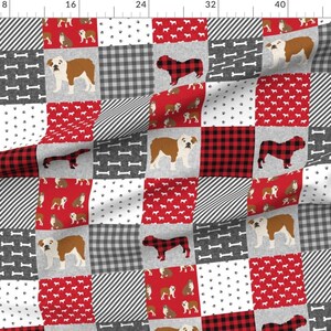English Bulldog Fabric -English Bulldog Pet Quilt A Fabric Quilt Dog Breed Cheater By Petfriendly-Cotton Fabric By The Yard With Spoonflower imagen 2