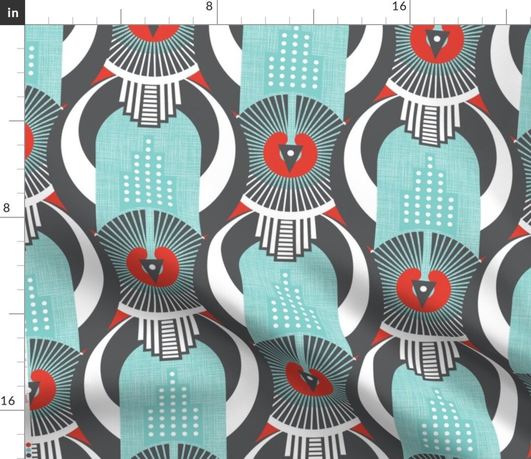 Art Deco Fabric by the Yard Art Deco Shanghai by Zesti Etsy