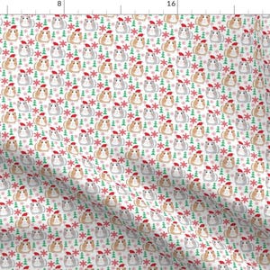 Guinea Pig Fabric - Tiny Christmas Guinea Pigs With Santa Hats By Lilcubby - Guinea Pig Holiday Cotton Fabric By The Yard With Spoonflower