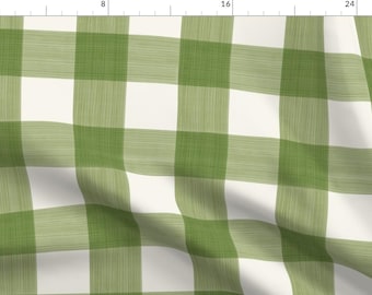 Check Fabric - Olive And Cream Buffalo Plaid by danika_herrick - Stripe Green Plaid Country Gingham Paint Fabric by the Yard by Spoonflower
