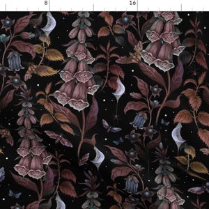 Foxglove Digitalis Fabric - Witch Garden by episodic_drawing - Poisonous Plants Gothic Botanical Spider Fabric by the Yard by Spoonflower image 1