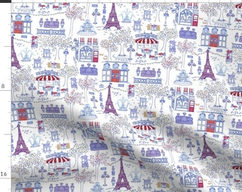 A Day in Paris Fabric - Parisian Stroll In Patriotique By Graceful - Abstract Paris Travel Cotton Fabric By The Yard With Spoonflower