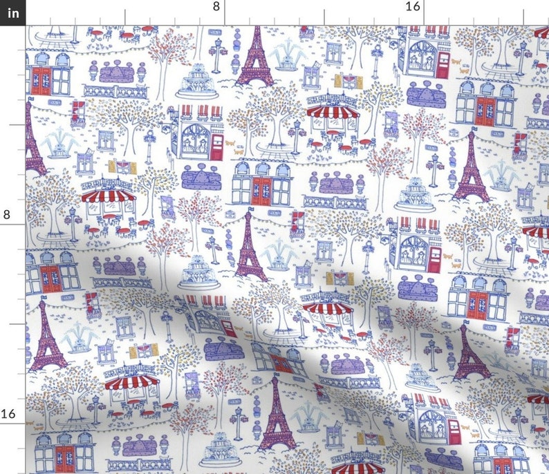 A Day in Paris Fabric Parisian Stroll in Patriotique by - Etsy Canada