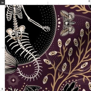 Mermaid Skeleton Fabric - Phantasmagoria by misentangledvision - Gothic Hands Eyes Scary Spooky Fabric by the Yard by Spoonflower image 3