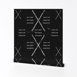 Mudcloth Wallpaper - Mudcloth By Susanjoydesigns - Black White Tribal Aztec Abstract Removable Self Adhesive Wallpaper Roll by Spoonflower