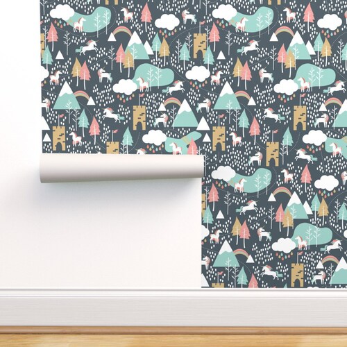 Unicorn Nursery Wallpaper Unicorn Love by Papercanoedesign Etsy