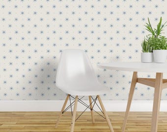 Cottagecore Peel and Stick Wallpaper -  Boho Stars Dots Starburst Farmhouse - Removable Wall Decor Art - Stars And Dots by danika_herrick