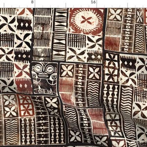 Retro Hawaii Fabric - Tropical Cloth by muhlenkott - Mud Cloth Vintage Style Tiki Aloha Tapa Mudcloth  Fabric by the Yard by Spoonflower