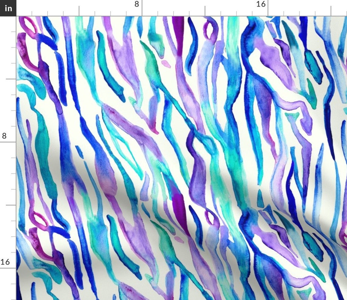Zebra Purple Zebra Stripes Fabric Watercolor Zebra Print by Etsy