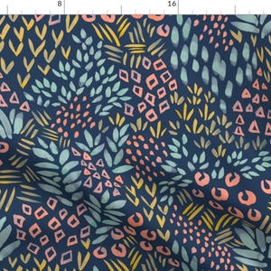 Abstract Botanical Fabric - Garden Forms - Midnight Jungle - By Byre Wilde - Abstract Floral Mod Cotton Fabric by the Yard with Spoonflower