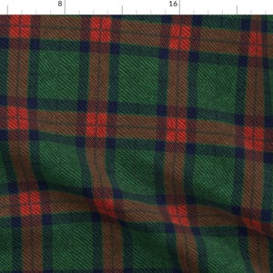 Dark Green and Red Plaid Fabric - Traditional Tartan By Willowlanetextiles - Holiday Plaid Cotton Fabric By The Yard With Spoonflower