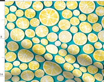 Lemons Fabric - Lemon Bath By Selmacardoso - Lemons Yellow Teal Citrus Fruit Kitchen Cotton Fabric By The Yard With Spoonflower