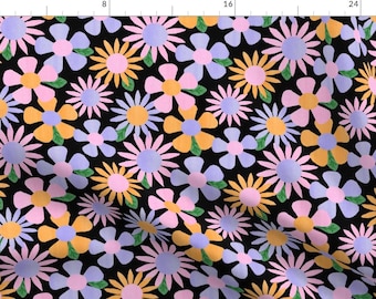 Retro Floral Fabric - Retro Fun Floral by josette_blackburn - Groovy Mid Mod Floral Boho Bohemian Mcm Fabric by the Yard by Spoonflower