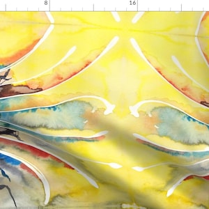 Watercolor Fabric - Beyond The Intellect By Pla Art Design -Watercolor Yellow Bright Kaleidoscope Cotton Fabric By The Yard With Spoonflower