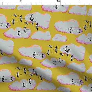 Modern Flight Fabric - Colony Of Avocets 2 By Kheckart - Mod Scandi Bird Cotton Fabric By The Yard With Spoonflower