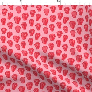Hot Pink Coffins Fabric - Halloween Coffins by littlearrowdesign - Macabre Death Spooky Goth Emo Pink Fabric by the Yard by Spoonflower