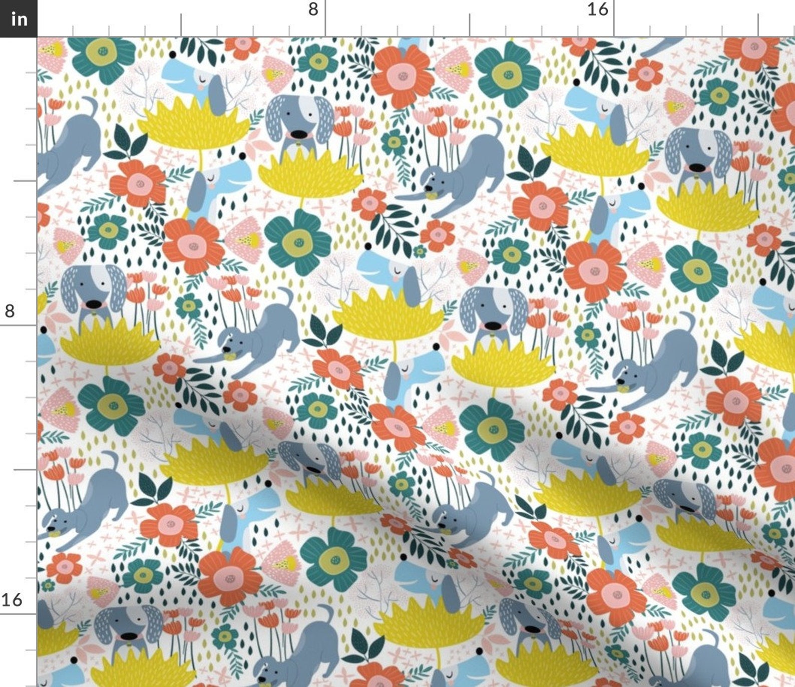 Year of the Dog Fabric Dogs in Spring Smallscale by - Etsy Ireland