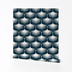 Art Deco Tapete - Art Deco Schwäne By Katerhees - Schwarz Weiße Vogel Spannweite der 1920er Jahre Entfernbare selbstklebende Tapetenrolle von Spoonflower