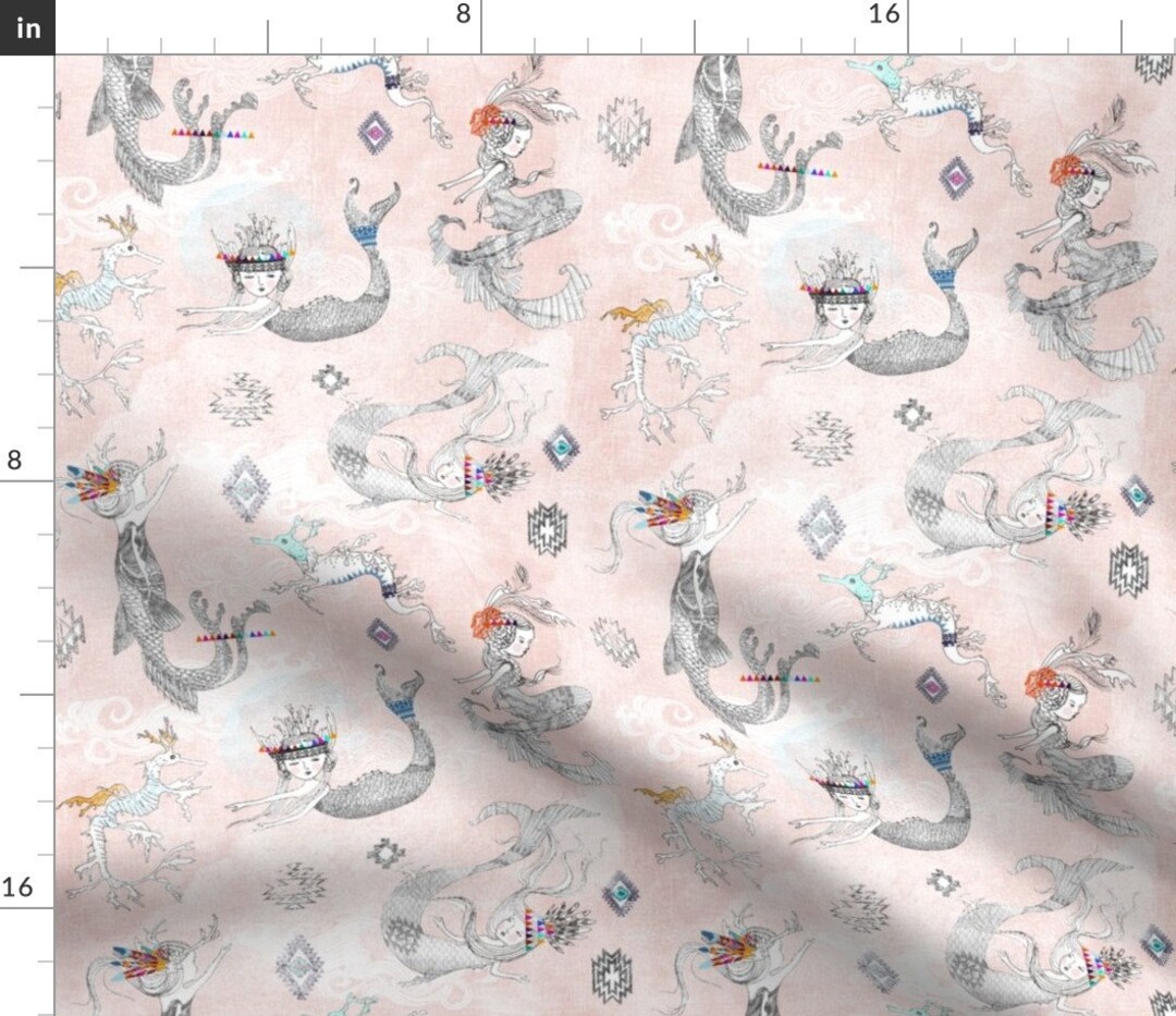 Dragons Fabric Boho Maids Dragons Custom Fabric by Nouveau Bohemian