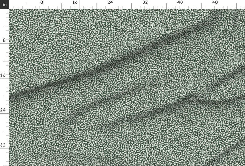 Cottagecore Fabric - Ditsy Floral Green by erin__kendal - Small Flowers Garden Farmhouse Rustic Prairie Fabric by the Yard by Spoonflower image 2