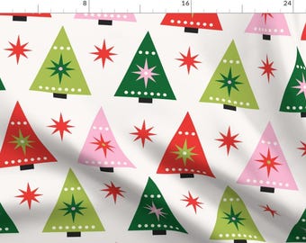 Retro Christmas Fabric - Retro Christmas Trees by carey_copeland - Geometric Holiday Kitschy Atomic Age Fabric by the Yard by Spoonflower