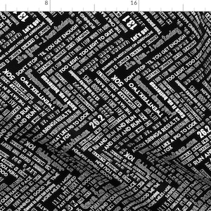 Running Fabric - Running Motivation - Black White Railroad By Clothcraft - Running Words Black Cotton Fabric By The Yard With Spoonflower