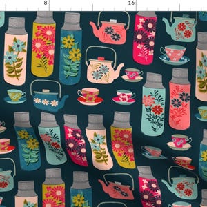 Flowers Fabric - Tea Thermos - Vintage Florals Custom Fabric By Andrea Lauren - Flowers Fabric with Spoonflower