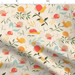 Pink Snails Fabric - Summer Snails - Large By Writtenbykristen - Snails Pink Yellow Mollusk Cotton Fabric By The Yard With Spoonflower