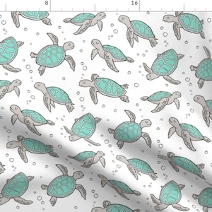 Sea Turtle Fabric - Sea Turtles  by caja_design - Fish Nautical Under The Sea Summer Turtle Ocean Fabric by the Yard by Spoonflower