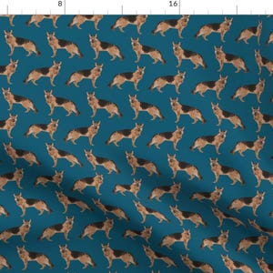 German Shepherd Fabric - German Shepherd Dog Fabric Navy Blue By Petfriendly - German Shepherd Cotton Fabric By The Yard With Spoonflower