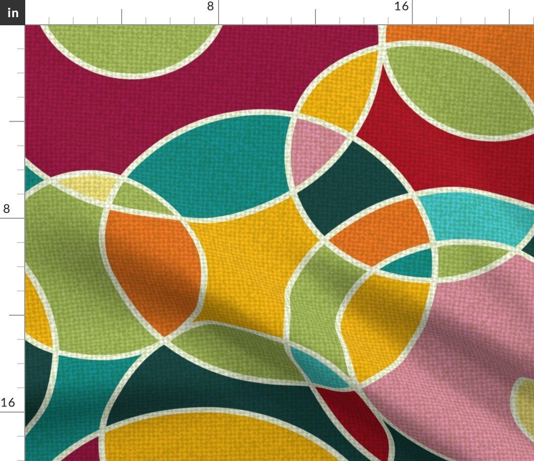 Circles Fabric Bohemian Circles By Luciafontes Retro Etsy