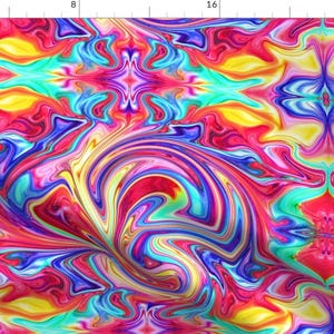 Rainbow Swirl Fabric - Molten Jewels By Peacoquettedesigns - Abstract Bright Rainbow Paint Swirls Cotton Fabric By The Yard With Spoonflower