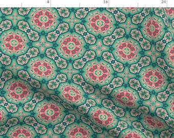 Tile Fabric - Beaded Mosaic by holli_zollinger - French Colorful Abstract Dots Shapes Symmetry Boho Fabric by the Yard by Spoonflower