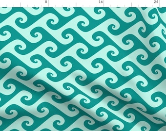 Aqua Surfer's Waves Fabric - Turquoise Teal Ocean Summer Tropical Vacation Abstract By Weavingmajor - Fabric By The Yard With Spoonflower