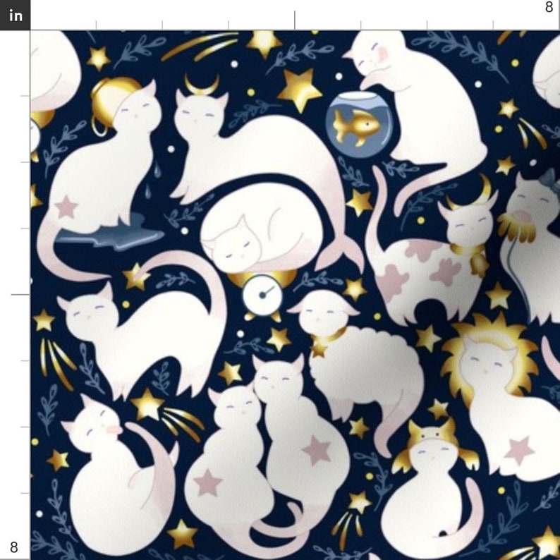 Astrology Star Sign Cats Fabric Zodiac Cats by Elena Naylor Etsy