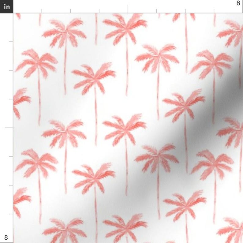 Palm Tree Fabric - Watercolor Palm Coral By Littlearrowdesign - Tropical Trees Summer Decor Cotton Fabric By The Yard With Spoonflower imagen 3