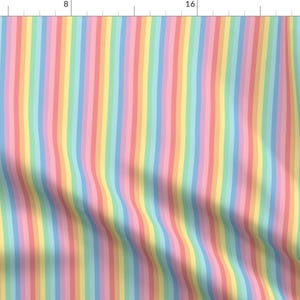 Rainbow Fabric - Pastel Rainbow Stripes 2 Vertical By Misstiina - Rainbow Stripes Baby Nursery Cotton Fabric By The Yard With Spoonflower